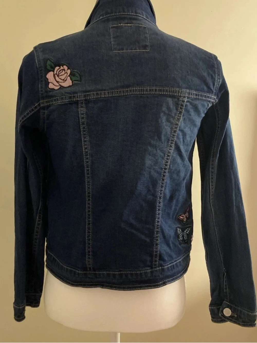 Levi's Blue Denim Jacket with Pink Rose Patch